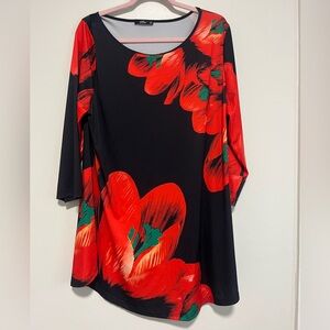 Lily Black and Red Floral Tunic